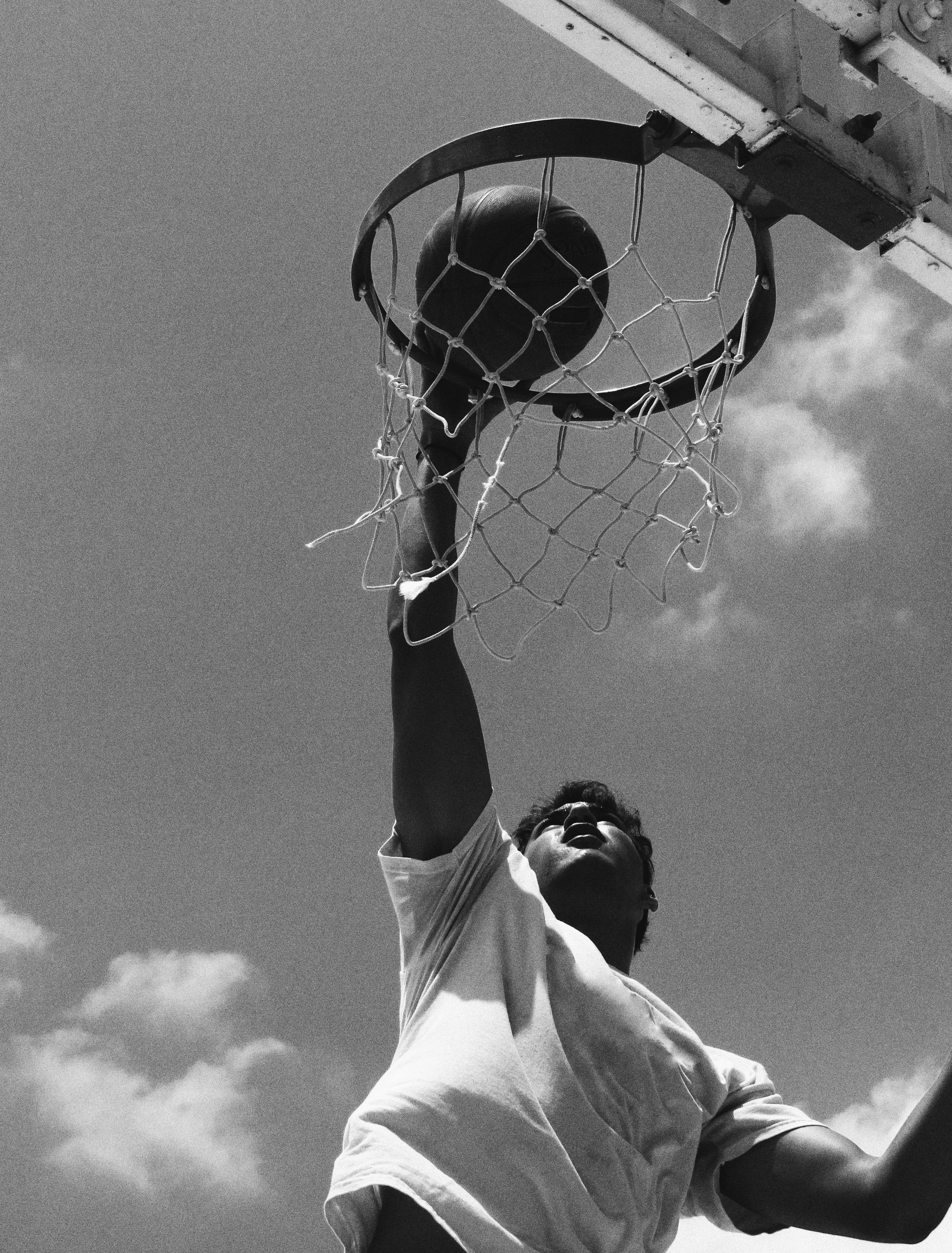 young man playing basketball