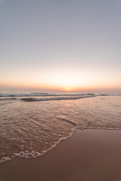 垂直ショット, 岸, 日没の無料の写真素材