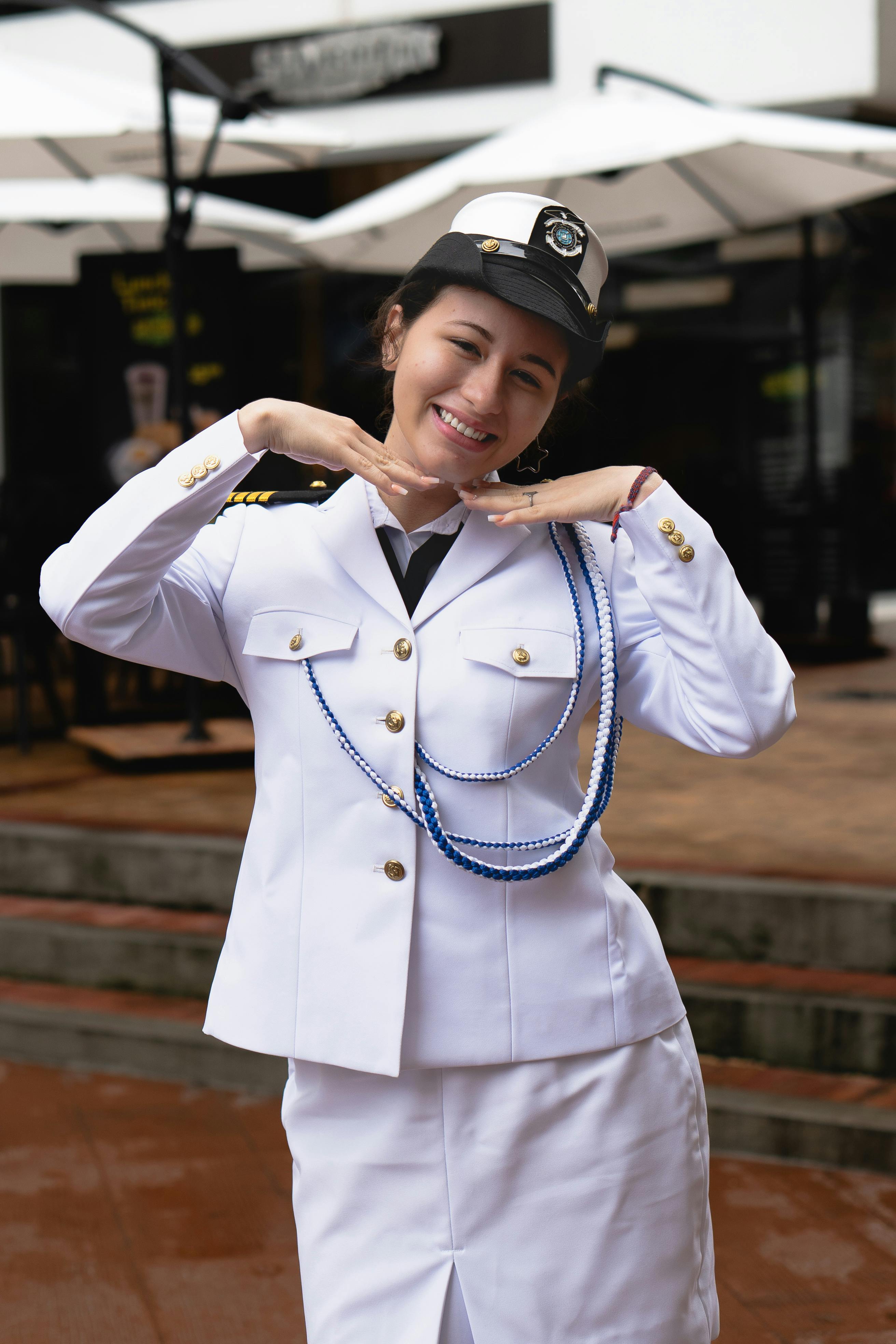 woman wearing white uniform