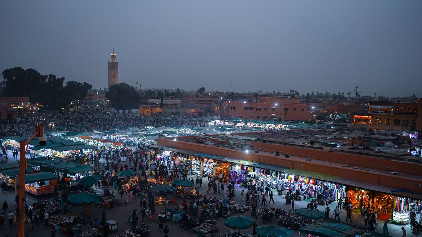Bazaar in city in evening, Sudan