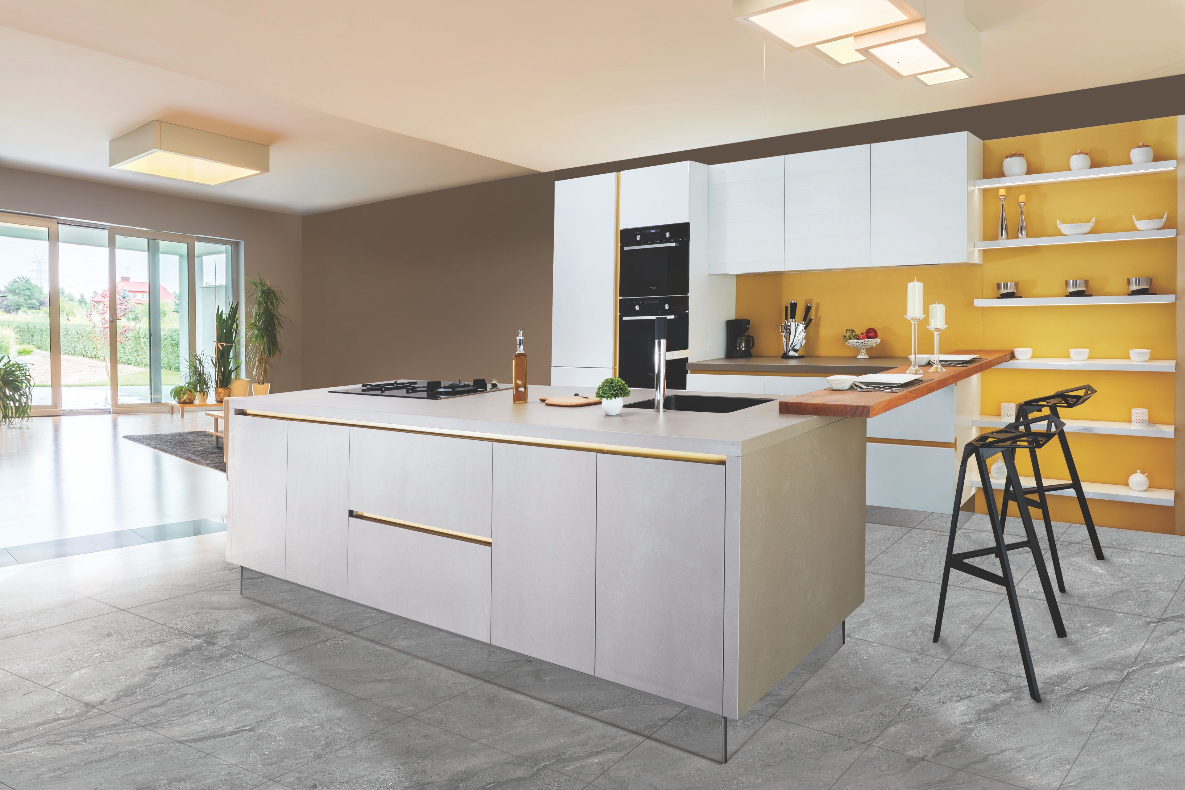 Pale kitchen with built-in joinery