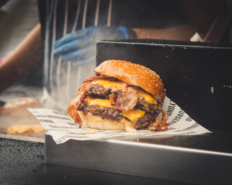 Cheeseburger On Table