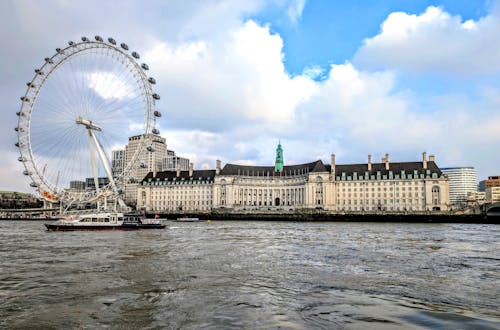 倫敦市, 倫敦眼, 泰晤士河 的 免費圖庫相片