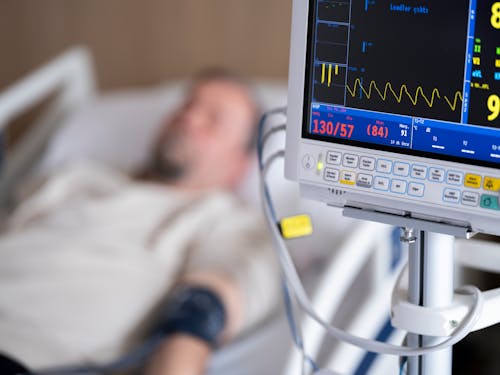 a patient whose blood pressure and pulse are measured in the hospital
