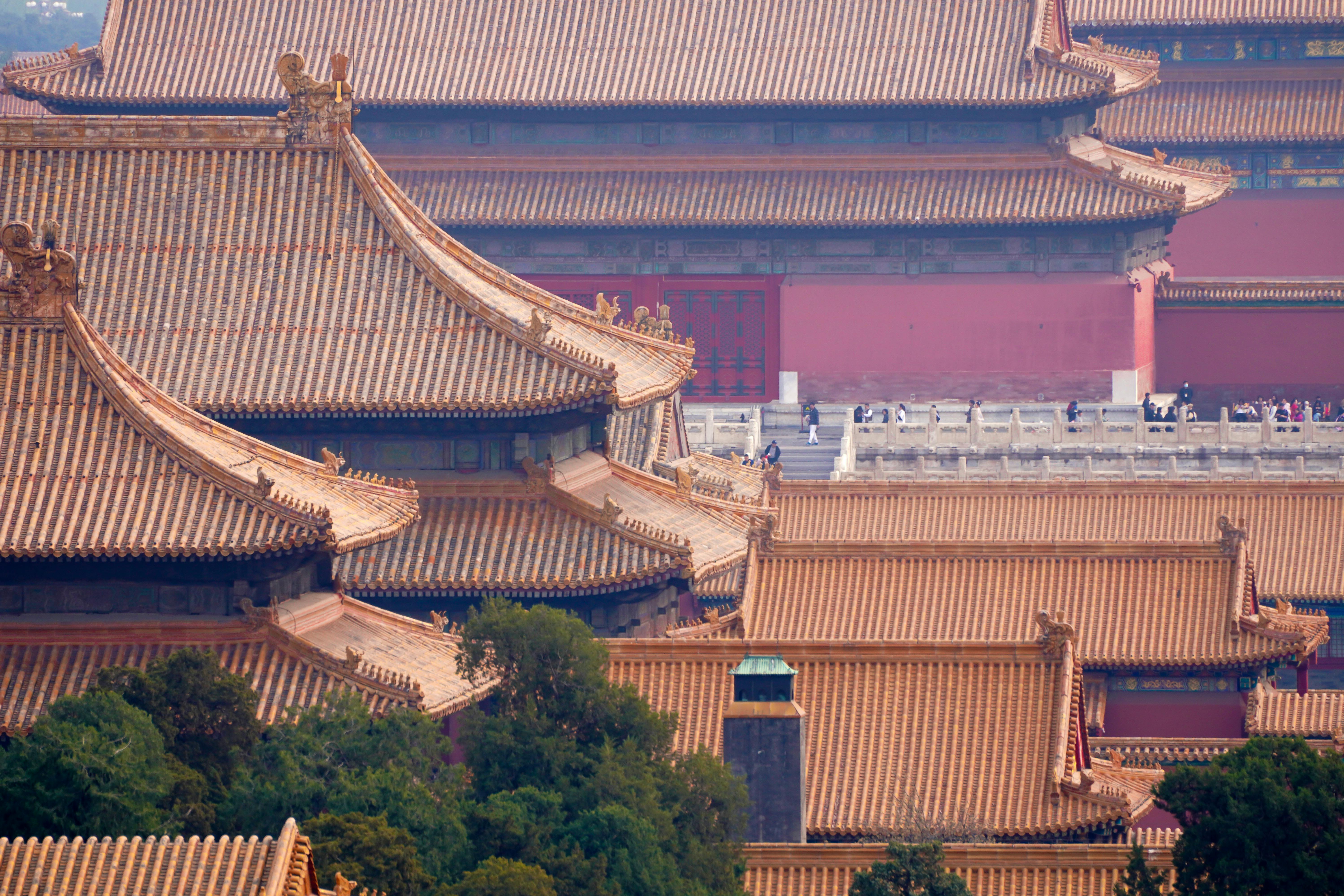 traditional roofs of buildings in forbidden city