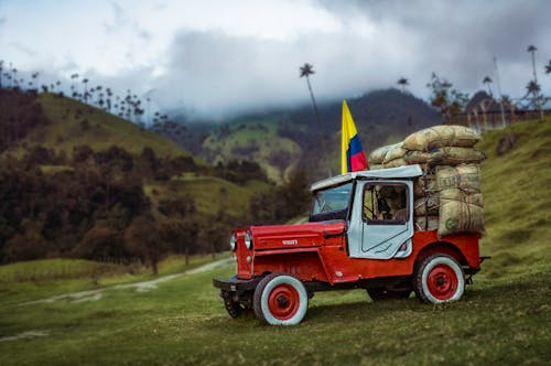 농업, 빨간 차, 산의 무료 스톡 사진