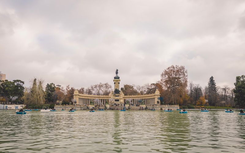 Retiro Park Madrid rowing lake pavilion Alfonso XII