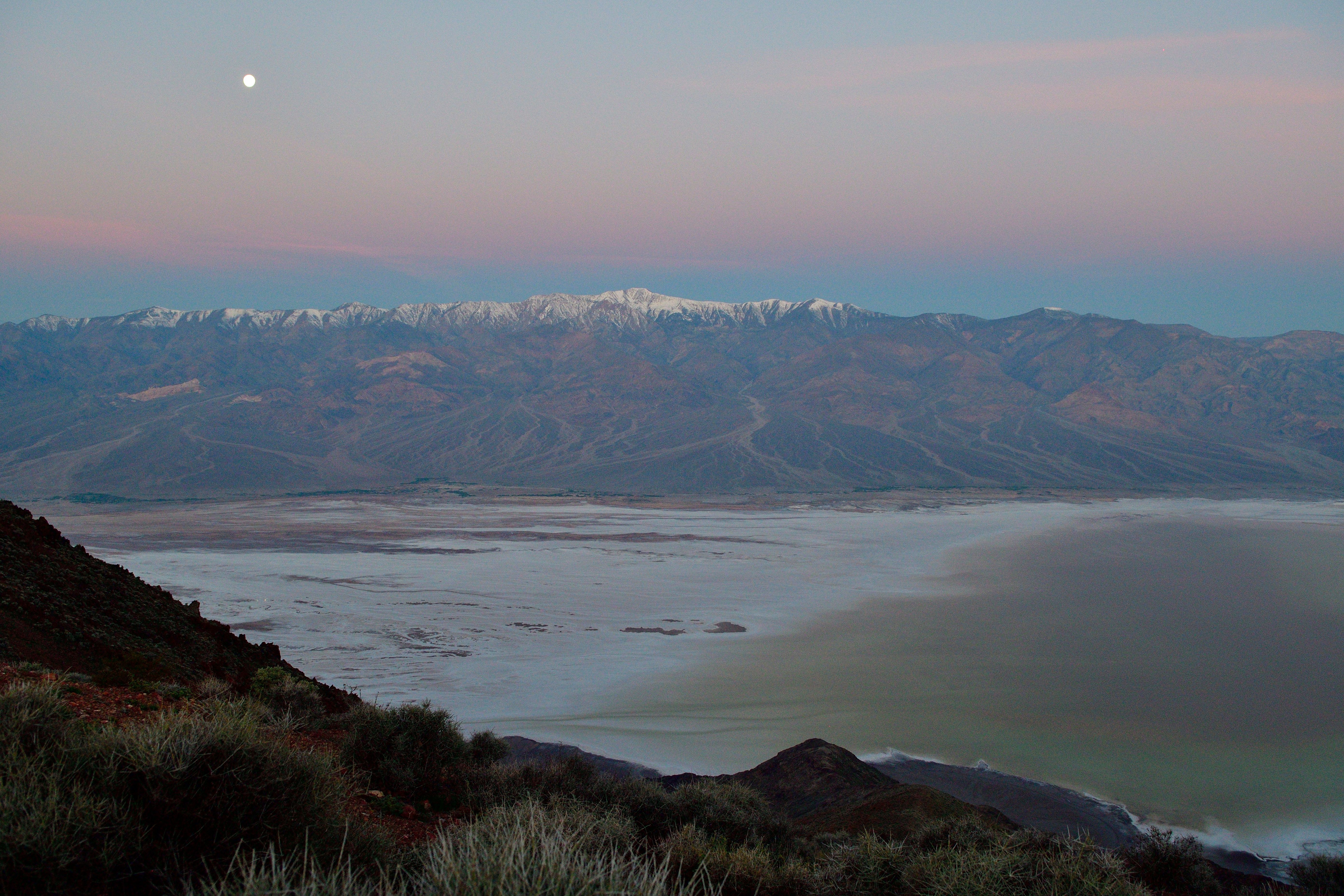 Death Valley badlands and salt flats under a cool December sky