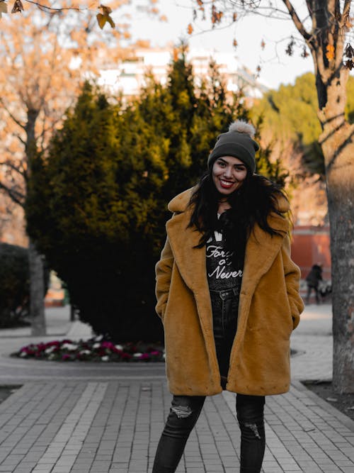 Woman Wearing Brown Coat