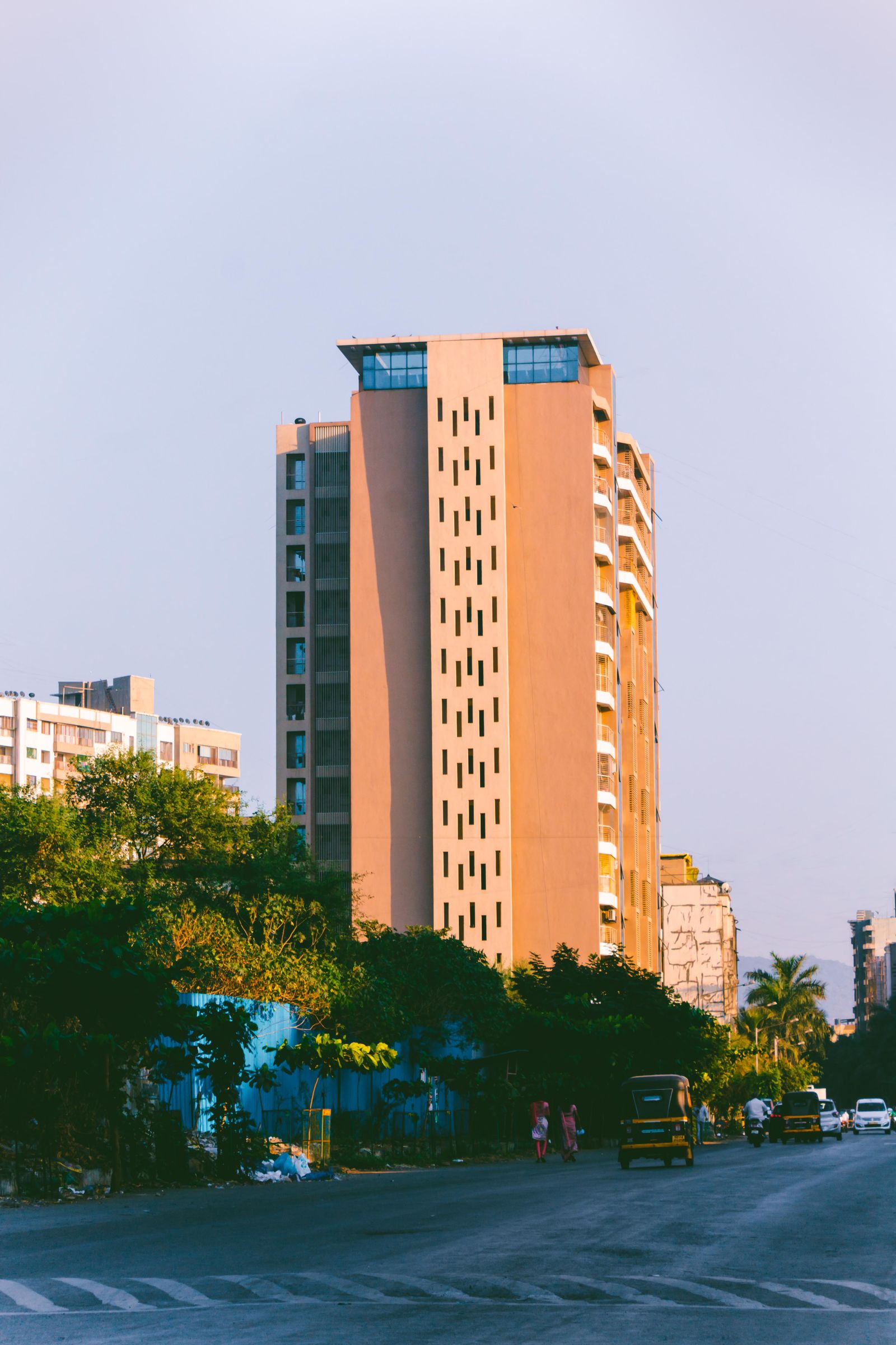 A completed modern residential building