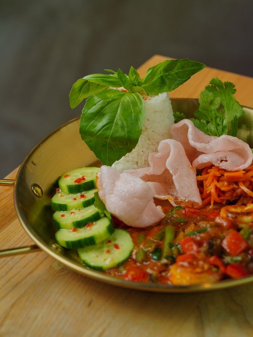 Free Colorful Asian-style vegetable dish in a bowl, with fresh ingredients, perfect for food photography. Stock Photo