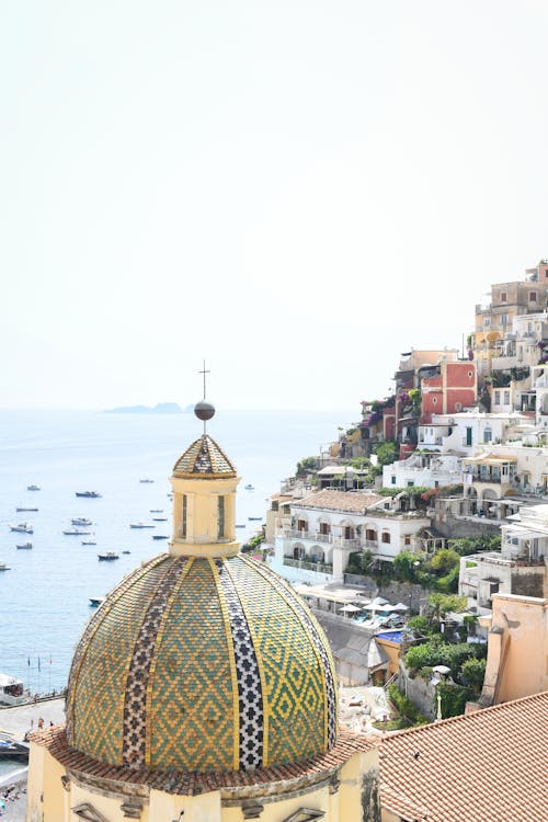 Amalfi kıyıları, bizans mimarisi, deniz içeren Ücretsiz stok fotoğraf