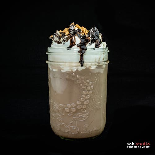Free stock photo of alcoholic drink, black background, chocolate milkshake