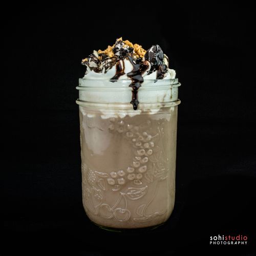 Free stock photo of alcoholic drink, black background, chocolate milkshake Stock Photo