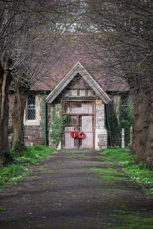 Free An enchanting rustic cottage in a wooded setting with a moss-covered path leading to a quaint entrance. Stock Photo