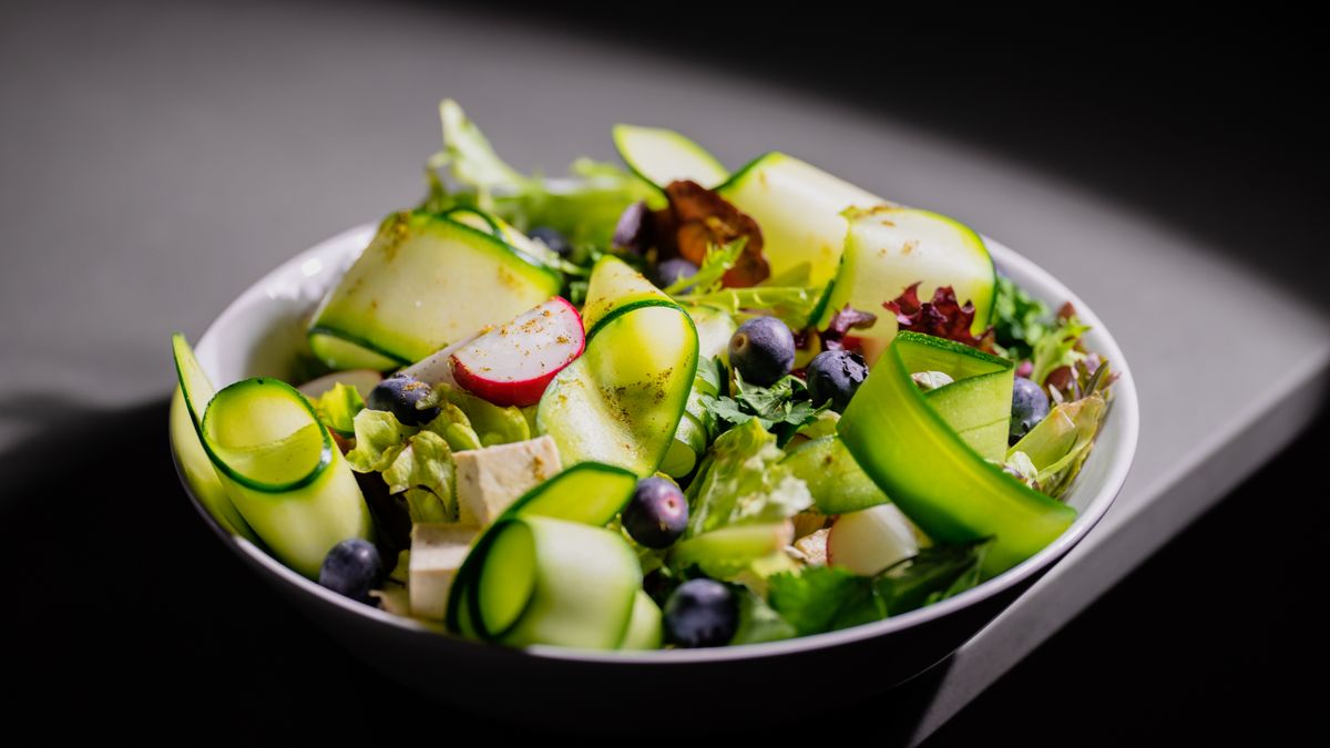 Grated zucchini and feta salad