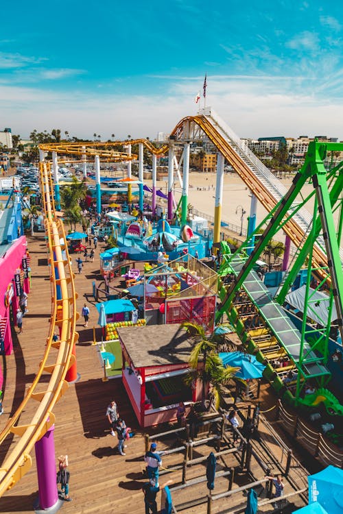 Free stock photo of amusement park, blue sky, california