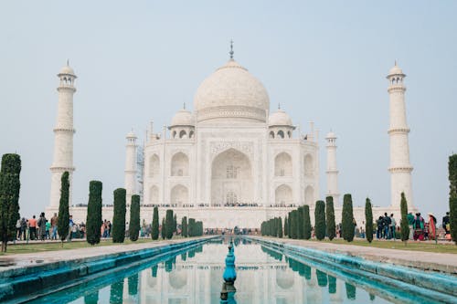Low Angle Shot of Taj Mahal Mausoleum 