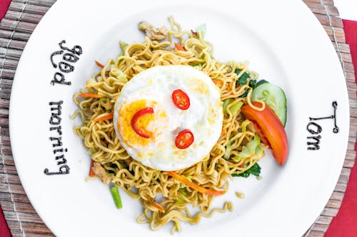 Free Plate of Stir Fried Noodle Stock Photo