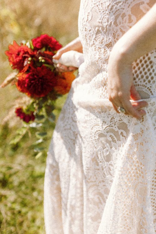 Close up of Bride in Wedding Dress
