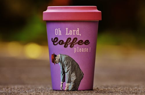 Free Oh Lord Coffee Please Purple and Pink Cup Stock Photo