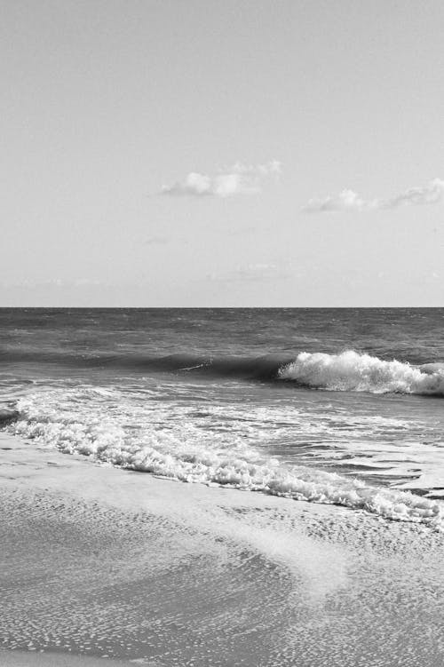 Free Black and white photo of the ocean with waves Stock Photo