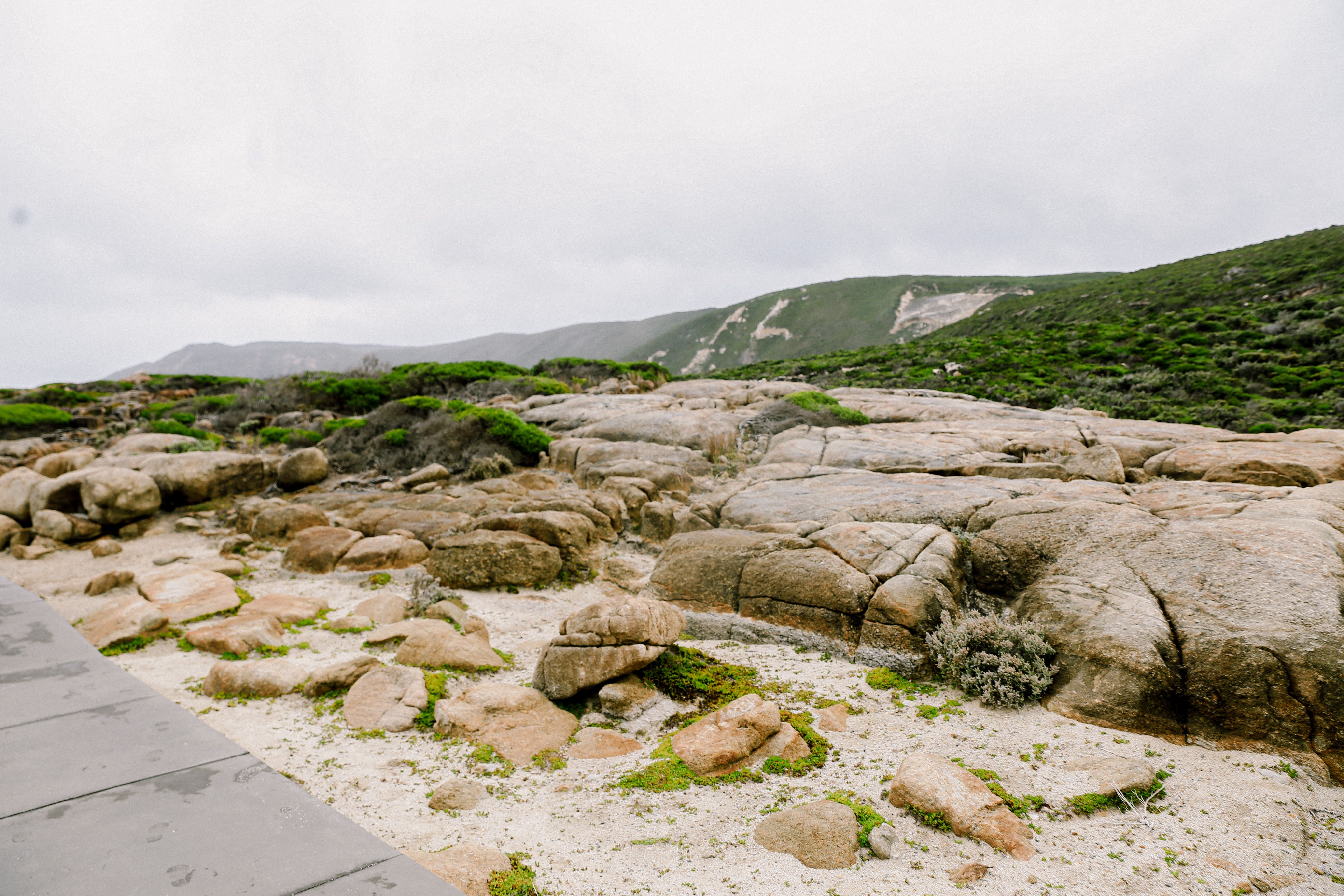 Foggy Mountain Pathway with Rocky Terrain · Free Stock Photo