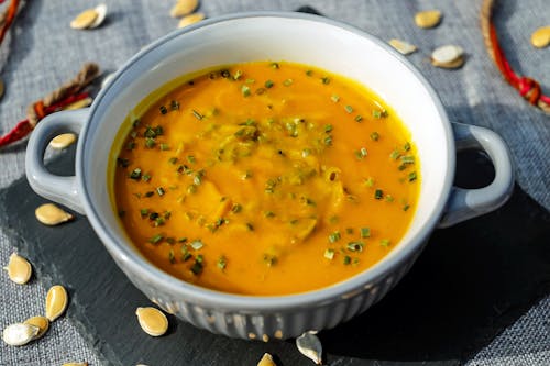 Free Soup on White Ceramic Soup Bowl Stock Photo