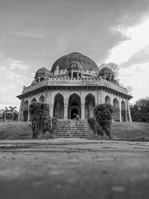 Foto d'estoc gratuïta de arquitectura mughal, blanc i negre, fita