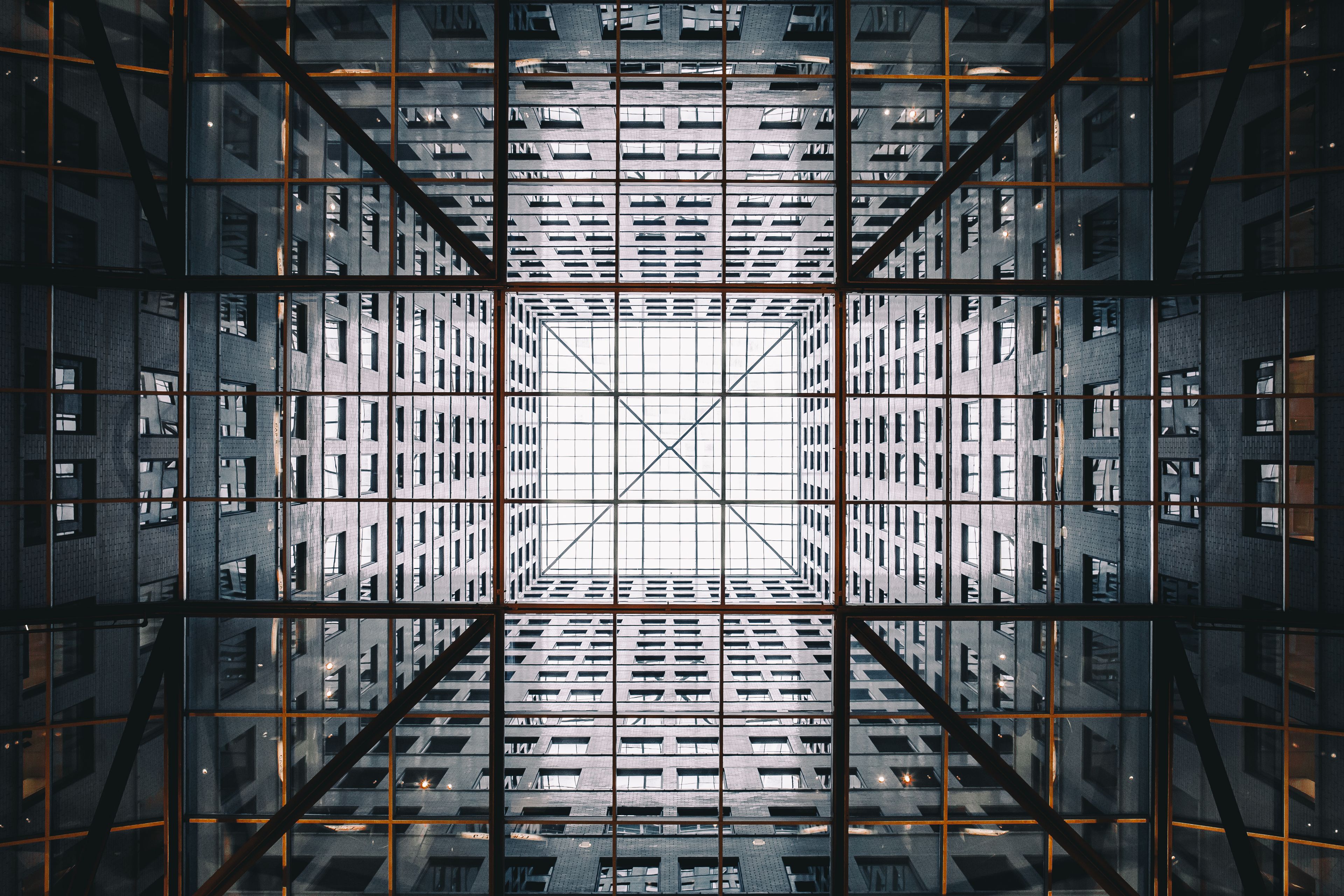 The lattice roof photographed looking straight up
