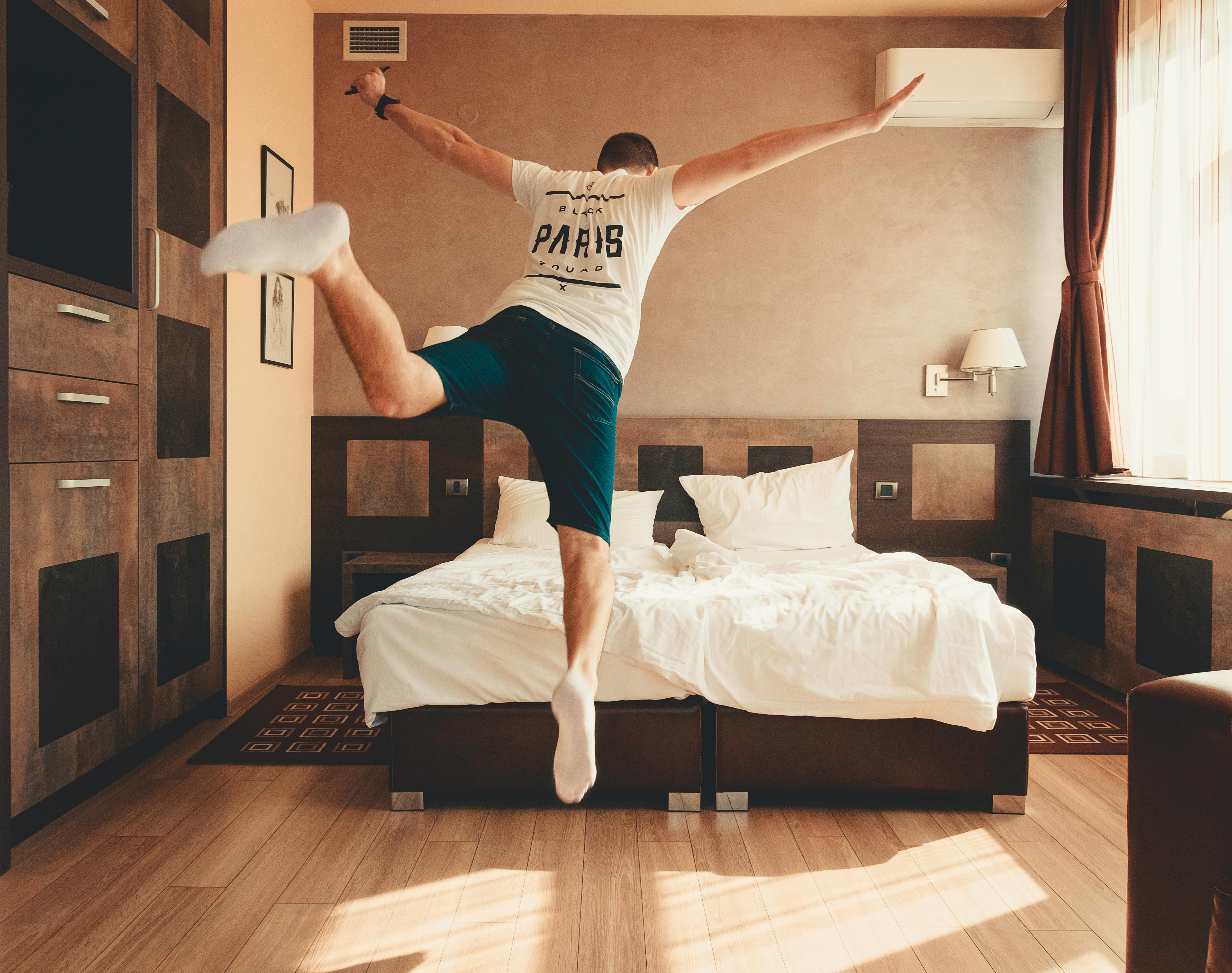 Free stock photo of bed, fun, jump