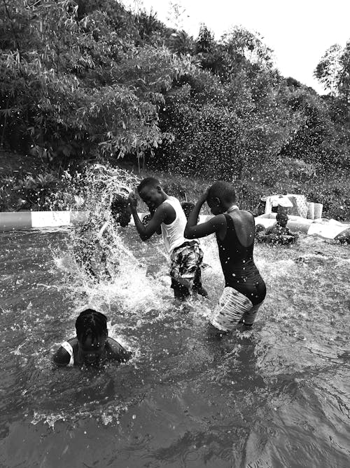 Free Children Playing on Swimming Pool Stock Photo