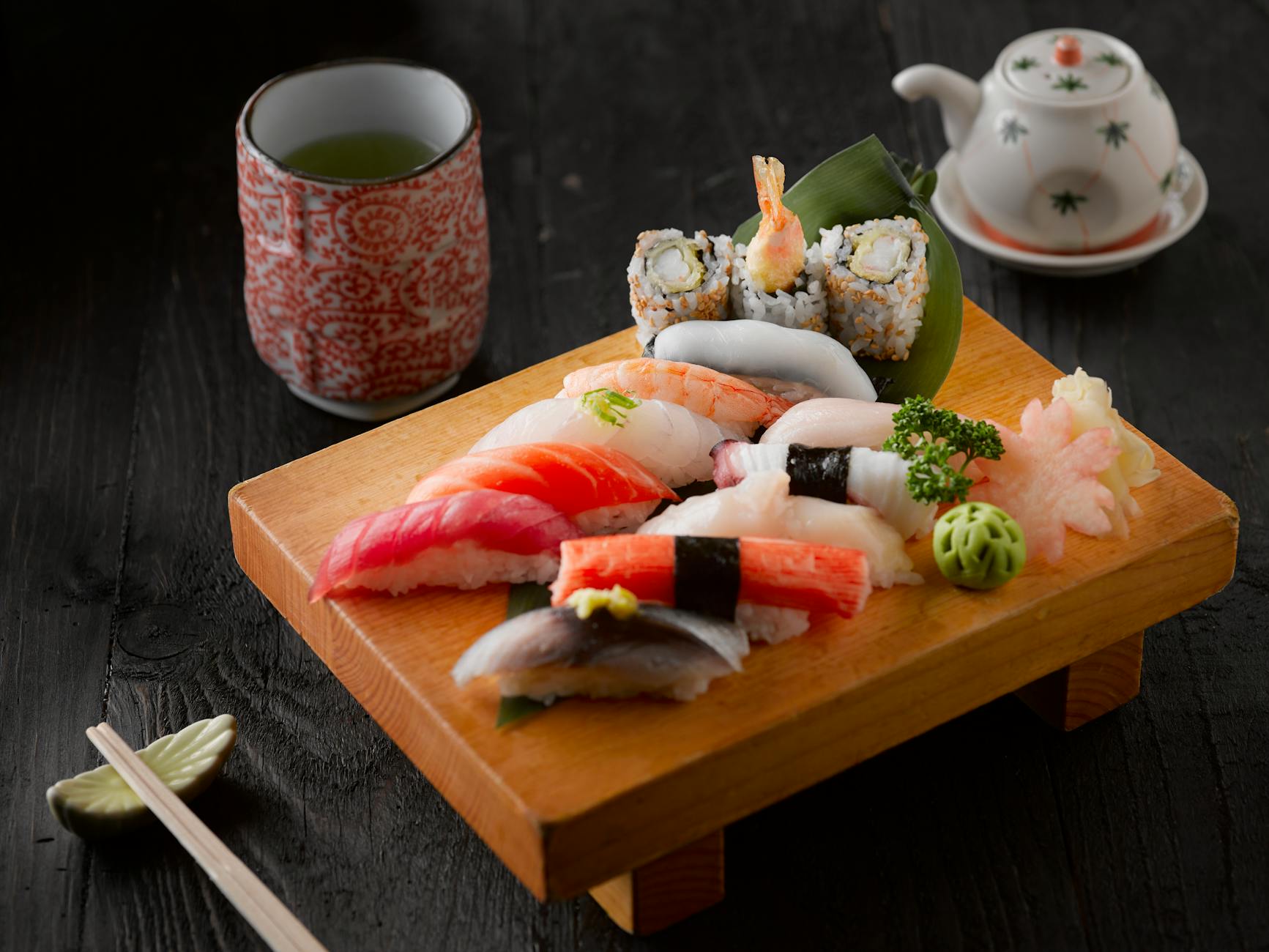 Sushi On Brown Wooden Board