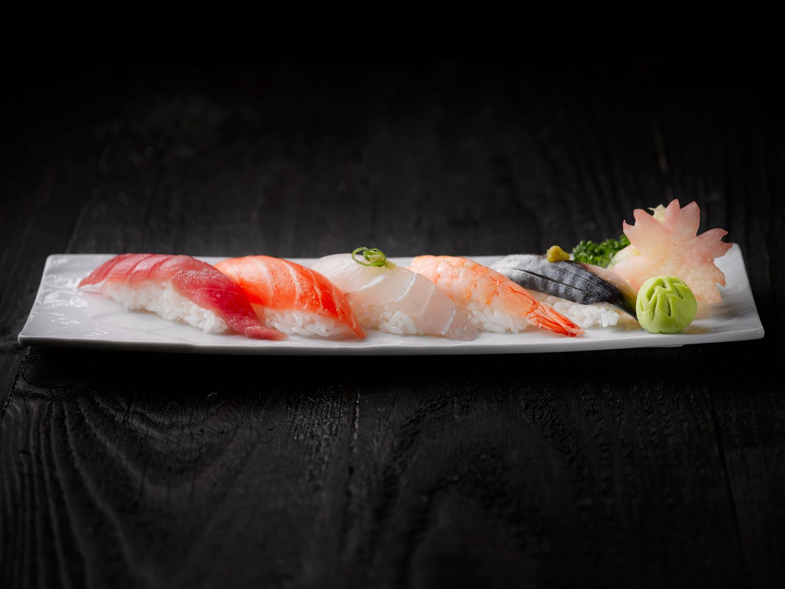 A board of nigiri sushi