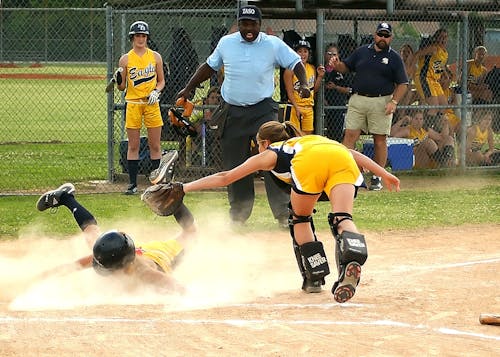 Woman Chasing Woman Touch Down Base