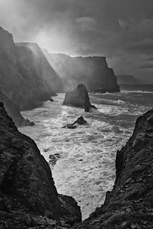 Sun hitting the coastline 