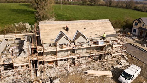 Luchtfoto Van Bruin Huis Met 3 Verdiepingen