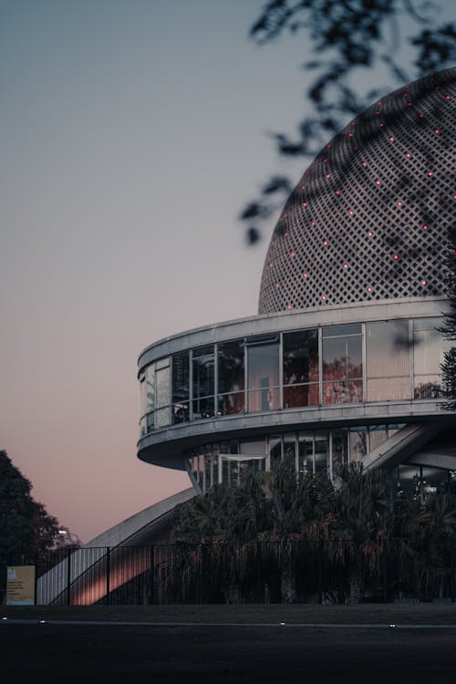 A building with a dome and a tree in front