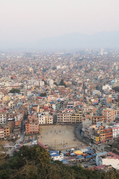 A view of the city from a hilltop