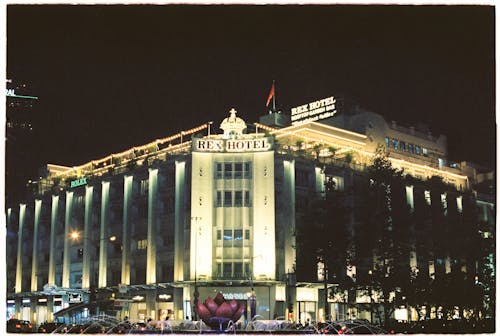 Rex Hotel in Saigon, Vietnam at Night