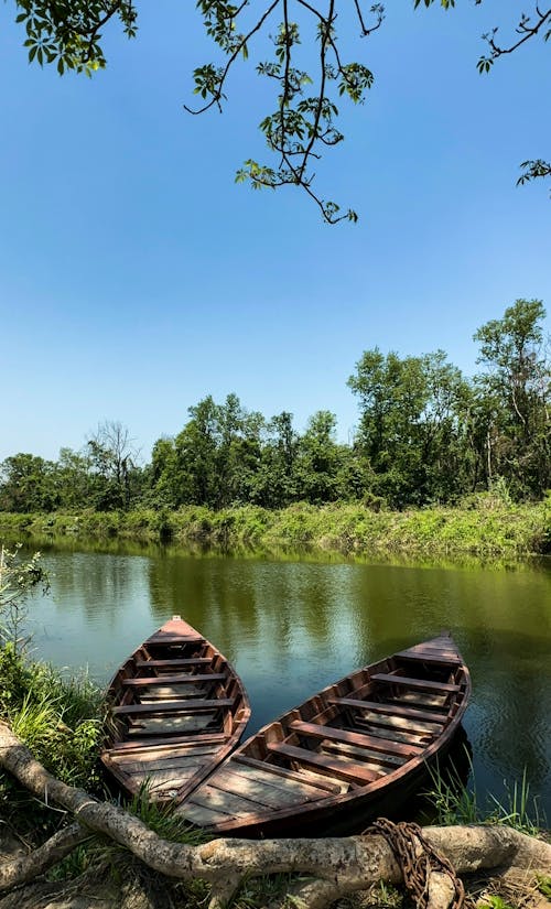 Local boat in middle of pound at Chitwan