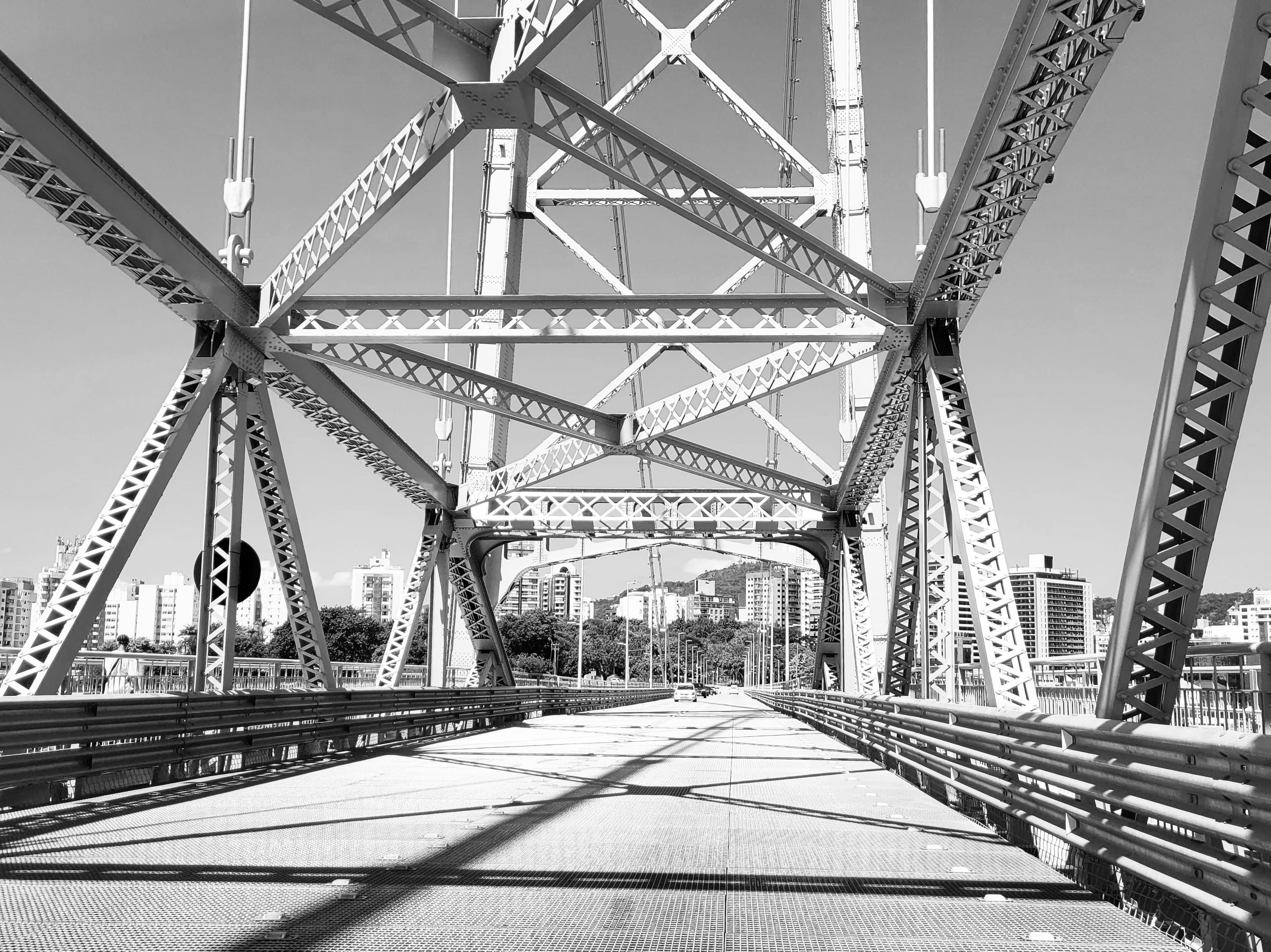 The Hercílio Luz Bridge at golden hour