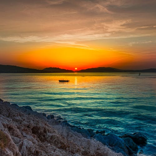 akşam Güneşi, Çandarlı, deniz içeren Ücretsiz stok fotoğraf