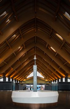 Interior view of San Fernando Airport showcasing modern architectural design in Central Luzon, Philippines.