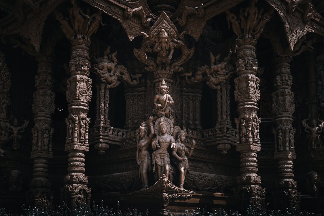 A statue of a god in a temple