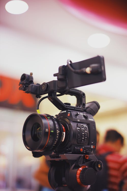 Selective Focus Photography Of Professional Video Camera