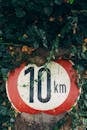 Red and White 10 Km Sign