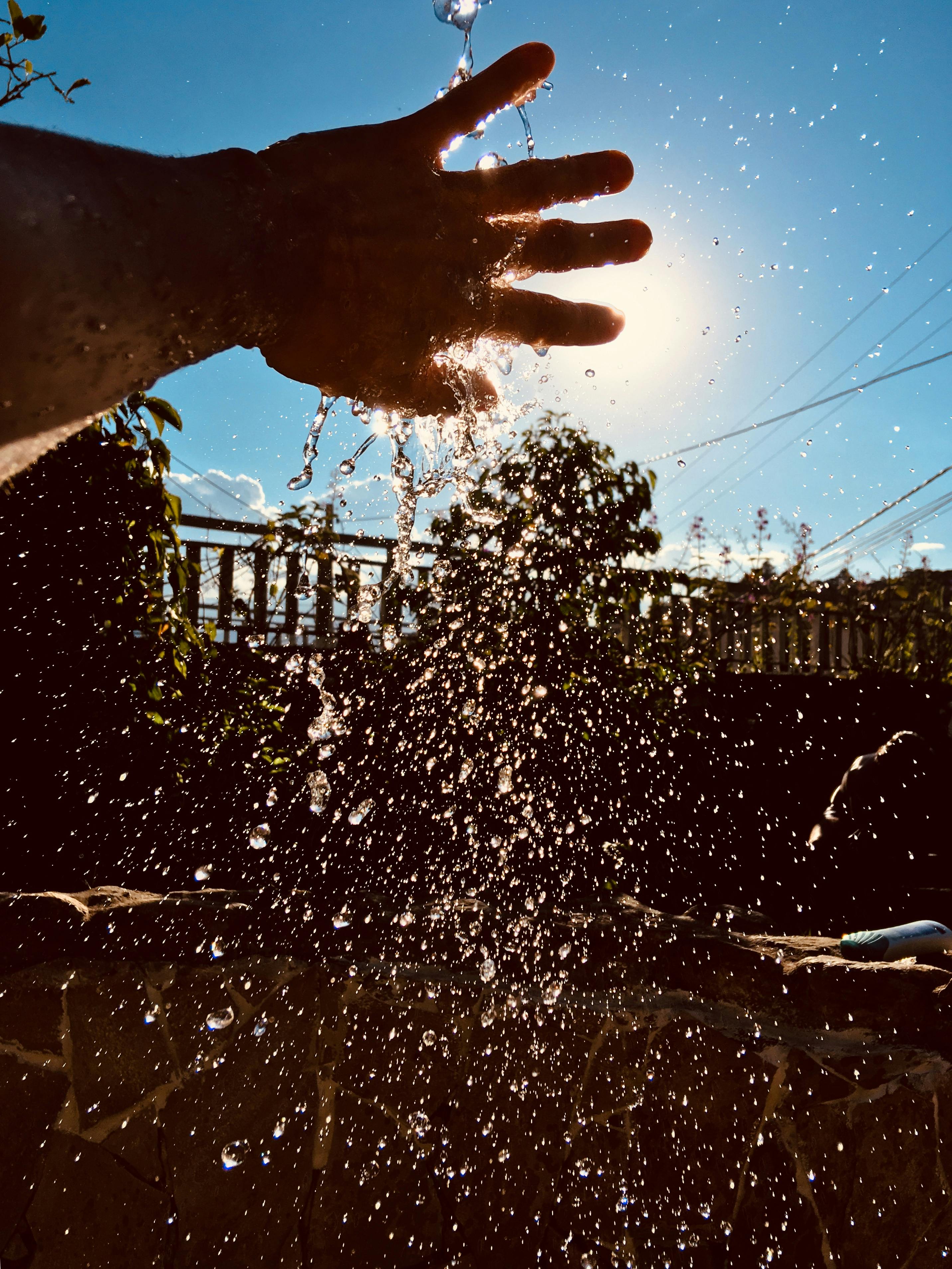 person playing with water