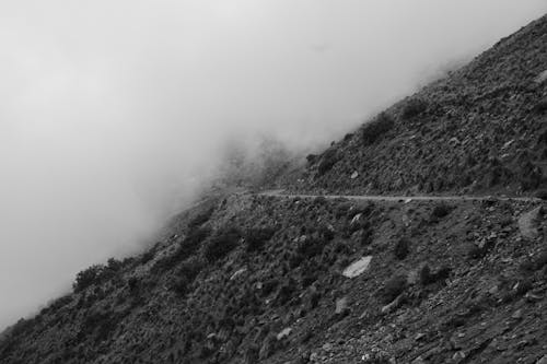Základová fotografie zdarma na téma černobílý, cesta, hora