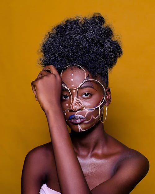 Free Woman Holding Her Face Stock Photo